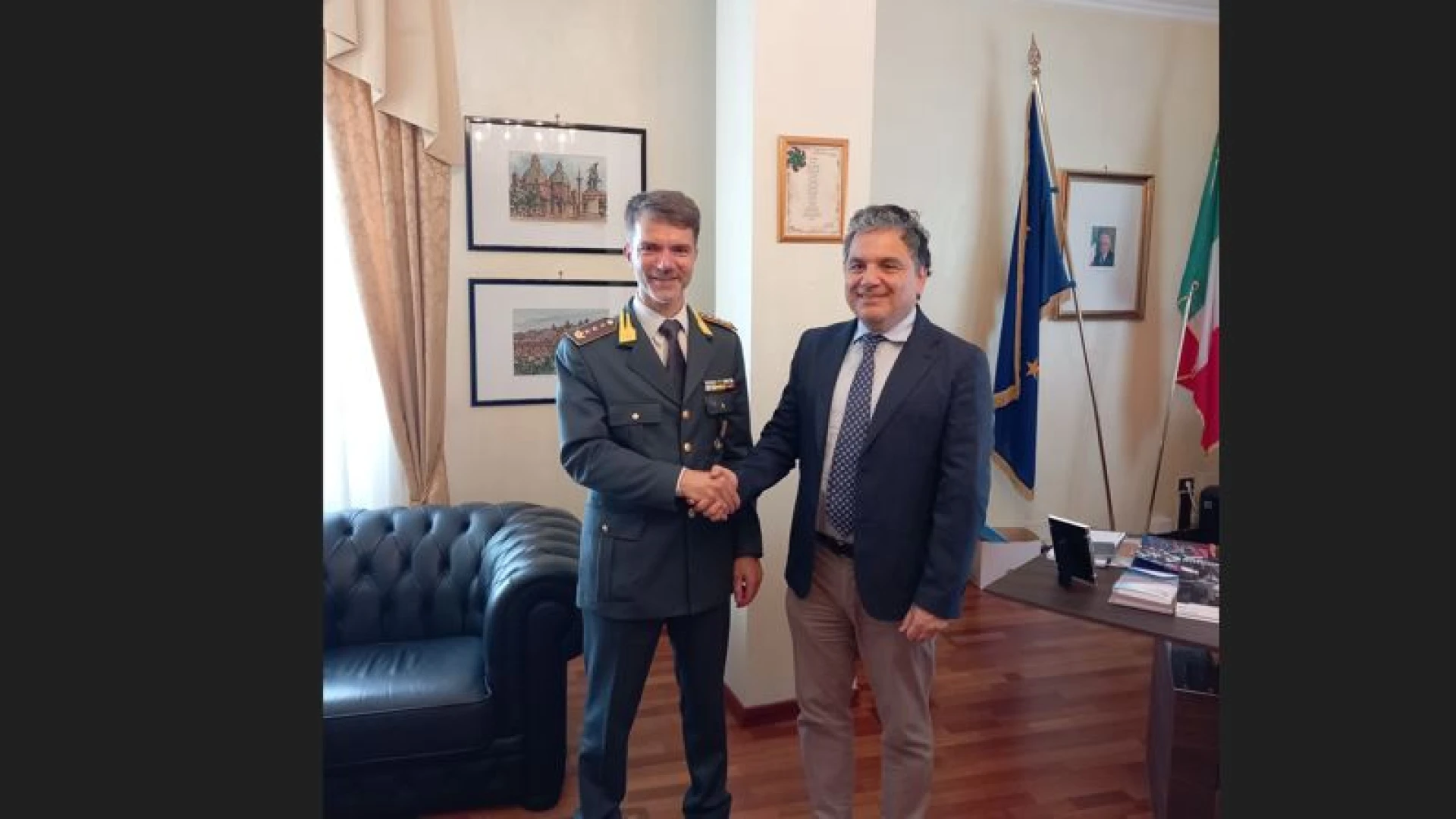 Isernia: Il Prefetto Montella ha incontrato il nuovo Comandante della Guardia di Finanza Massimiliano Bolognese.